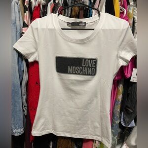 Love Moschino White Tee with Black Logo